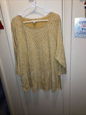 Lucky Brand Yellow Paisley-Print Long Sleeve Tunic Size 3X